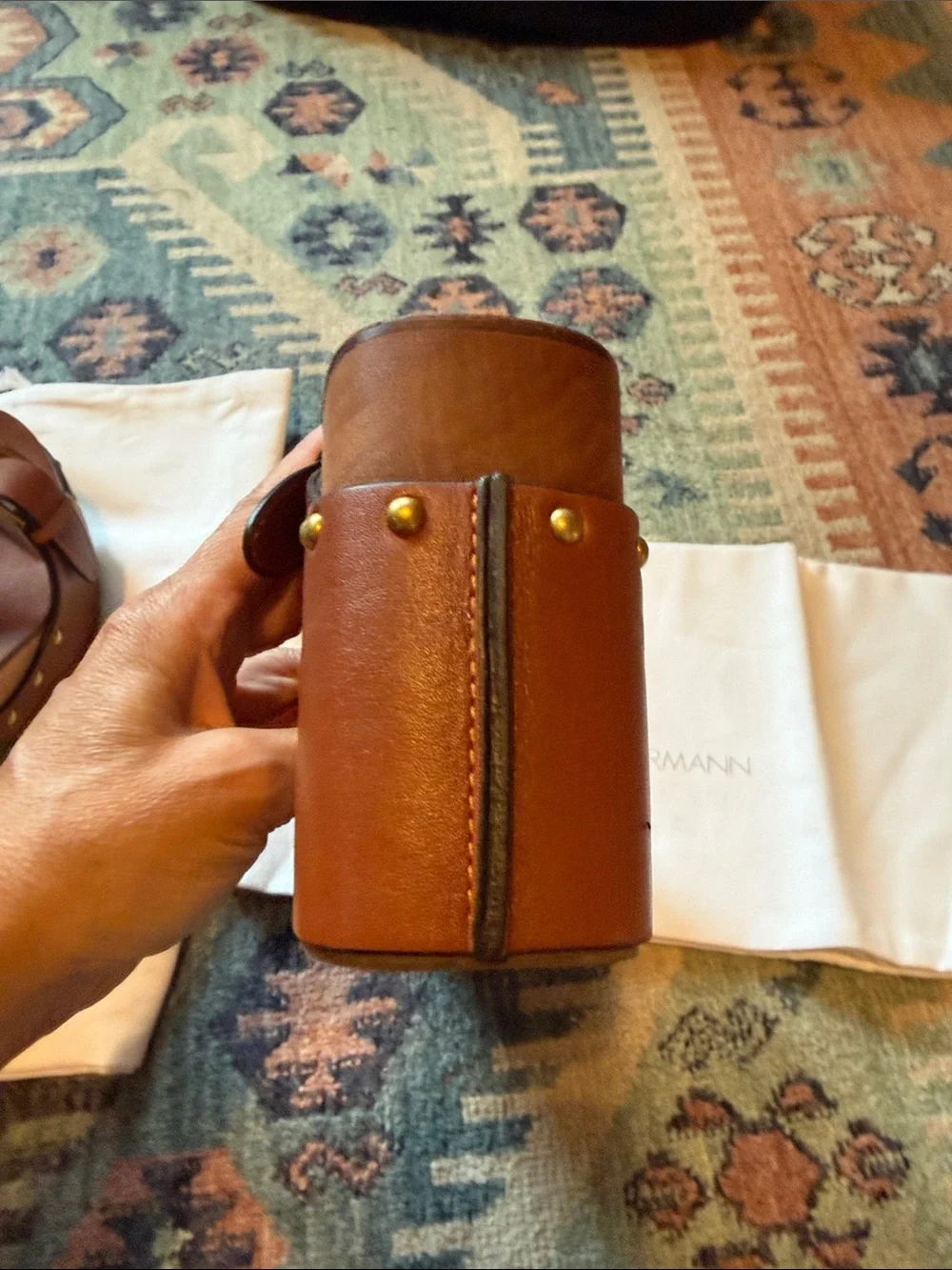 Zimmermann Alight Mule. Brown Leather Platform Clog  with Studs